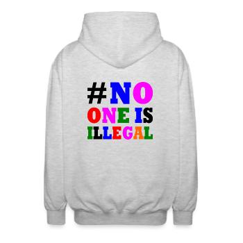 No one is illegal - Veste à capuche unisexe - gris clair chiné - Dos - AI Model Male 185 light (185cm)