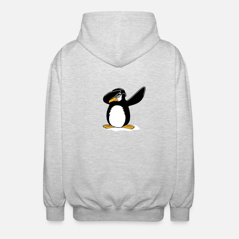 Dabbing Pinguin Funny Dance Geschenk - Unisex Kapuzenjacke - Hellgrau meliert