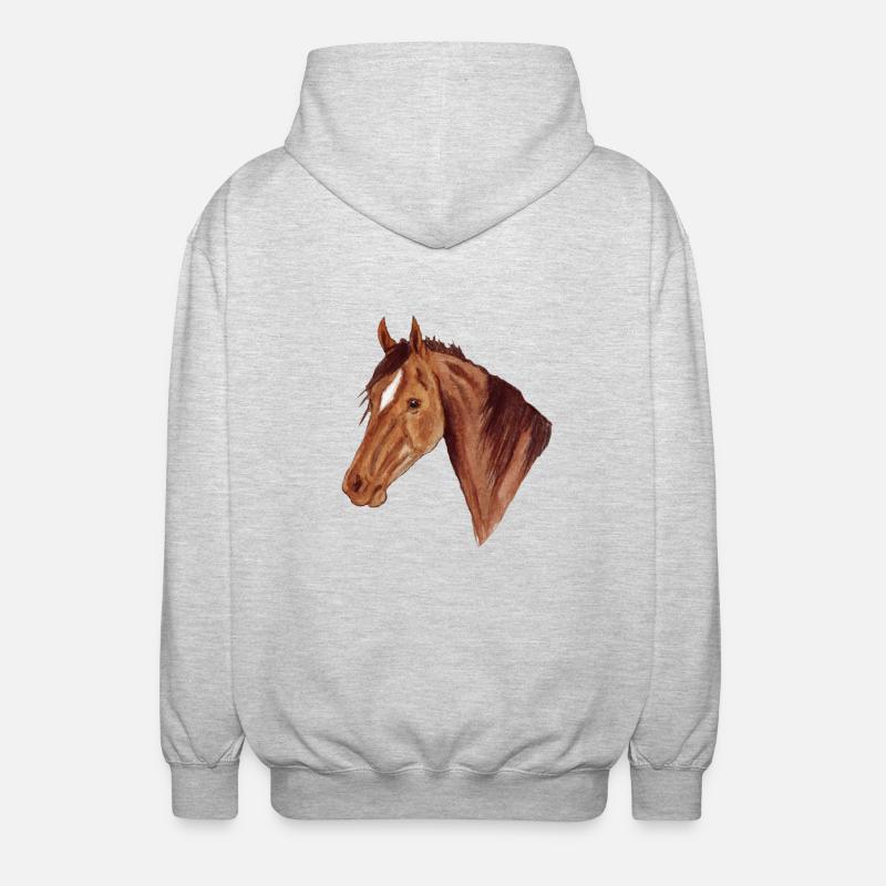 Pferd - Unisex Kapuzenjacke - Hellgrau meliert