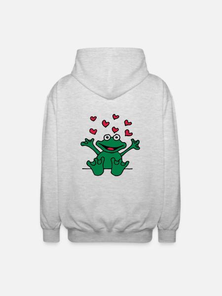 heart_frog_1220113c_a - Unisex Hooded Jacket - light heather grey