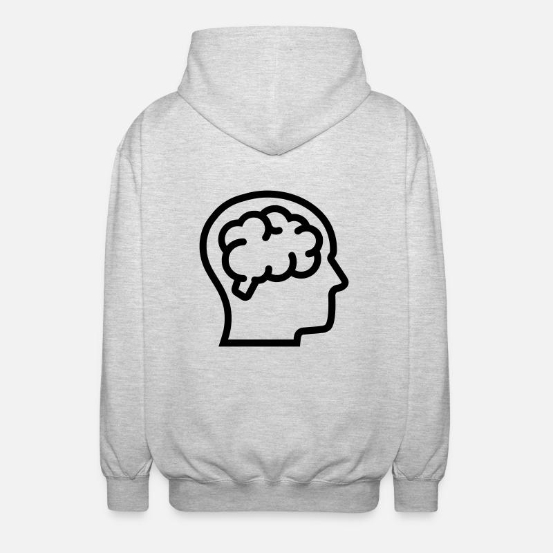 Pensée, cerveau, cerveau - Veste à capuche unisexe - gris clair chiné