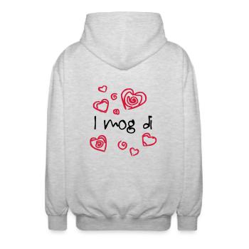 I mog di - Unisex Kapuzenjacke - Hellgrau meliert - Hinten - AI Model Male 185 light (185cm)
