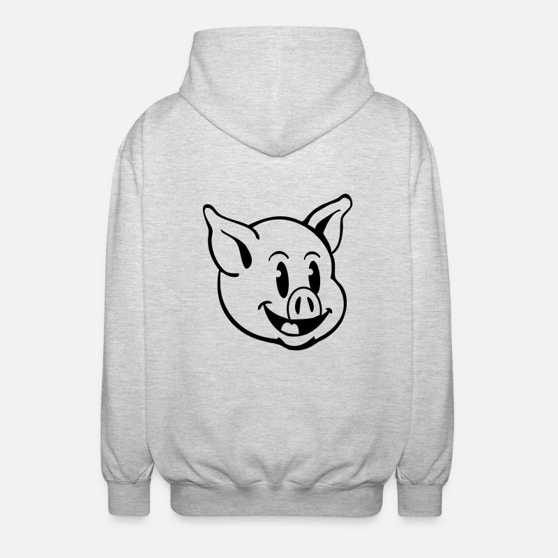 pig_comic_t1 - Unisex Hooded Jacket - light heather grey