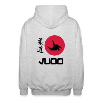Judo - Unisex Kapuzenjacke - Hellgrau meliert - Hinten - AI Model Male 185 light (185cm)