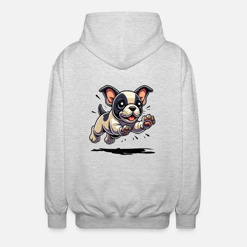 Sauts de chiot bouledogue français - Veste à capuche unisexe - gris clair chiné