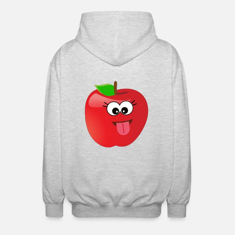 Pomme souriante drôle avec visage - Veste à capuche unisexe - gris clair chiné