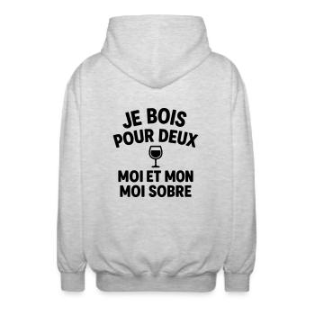 Humour Duo Moi Et Moi - Veste à capuche unisexe - gris clair chiné - Dos - AI Model Male 185 light (185cm)