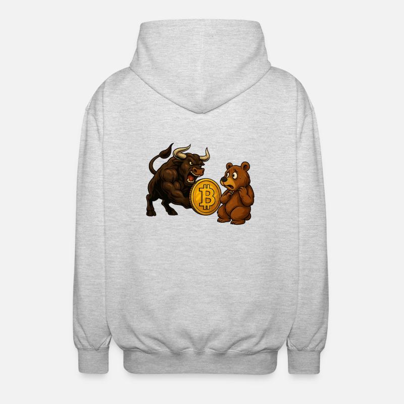 Bitcoin Bull vs. Bear - Unisex Kapuzenjacke - Hellgrau meliert