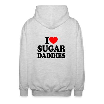 i love sugar daddies - Unisex Kapuzenjacke - Hellgrau meliert - Hinten - AI Model Male 185 light (185cm)