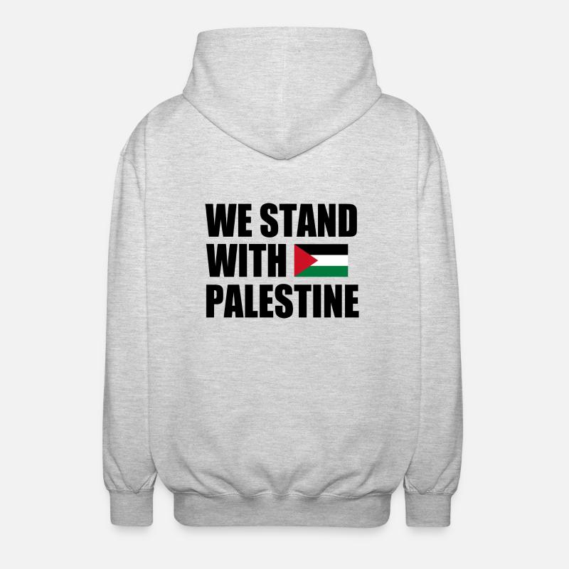 We stand with palestine - Unisex Kapuzenjacke - Hellgrau meliert