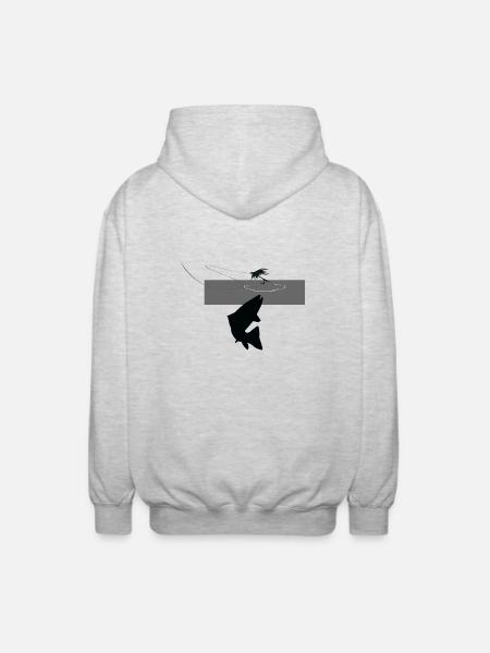 Model 42 - Rising trout - Unisex Hooded Jacket - light heather grey