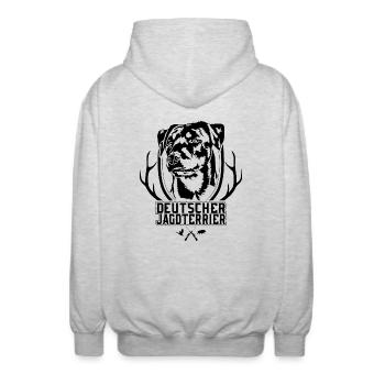 German Hunting Terrier Dogs Dog Hunting Dog Wilsigns - Unisex Hooded Jacket - light heather grey - Back - AI Model Male 185 light (185cm)