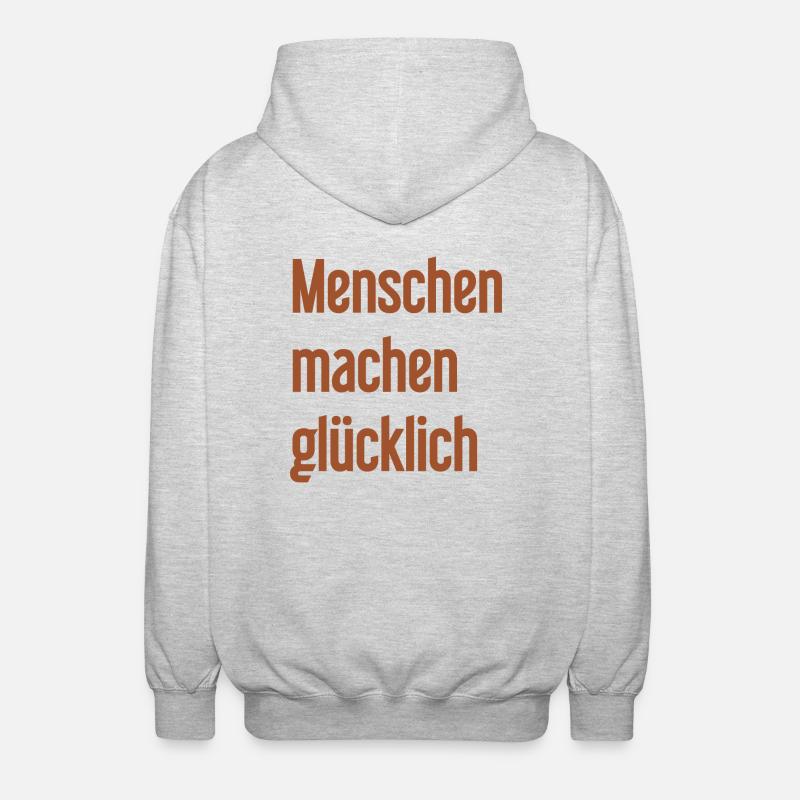 Menschen machen glücklich – Positives Statement - Unisex Kapuzenjacke - Hellgrau meliert