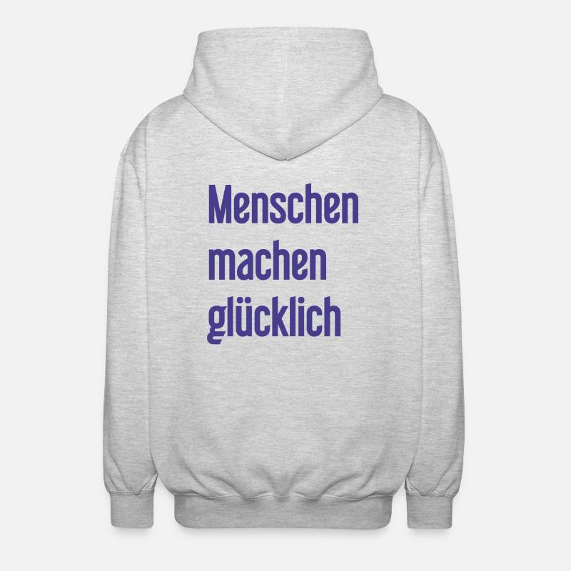 Menschen machen glücklich – Positives Statement - Unisex Kapuzenjacke - Hellgrau meliert