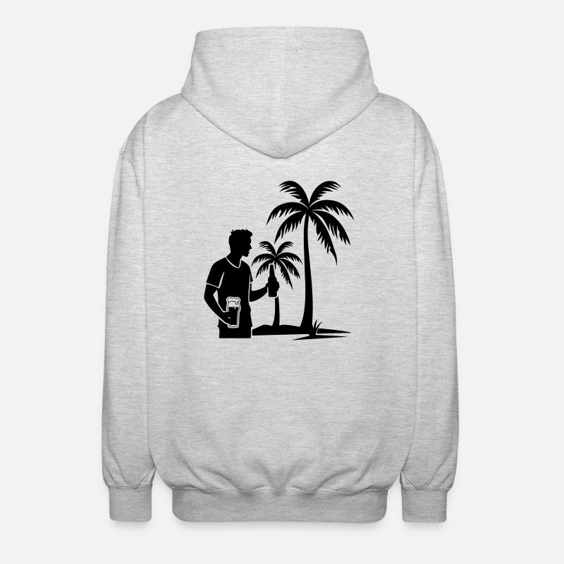 Palmiers Vacancier Île Icône - Veste à capuche unisexe - gris clair chiné