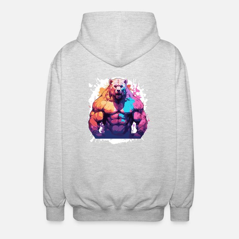 Grizzly Bear Muscles Musculation - Veste à capuche unisexe - gris clair chiné