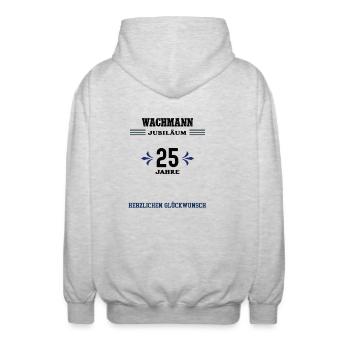 Wachmann 25 Jahre Jubiläum 25. jähriges Jubilaeum - Unisex Kapuzenjacke - Hellgrau meliert - Hinten - AI Model Male 185 light (185cm)