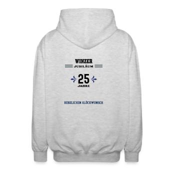 Winzer 25 Jahre Jubiläum 25. jähriges Jubilaeum - Unisex Kapuzenjacke - Hellgrau meliert - Hinten - AI Model Male 185 light (185cm)
