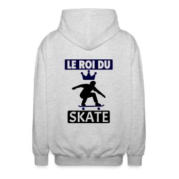 Le Roi du Skate Skateur Skateboard - Veste à capuche unisexe - gris clair chiné - Dos - AI Model Male 185 light (185cm)