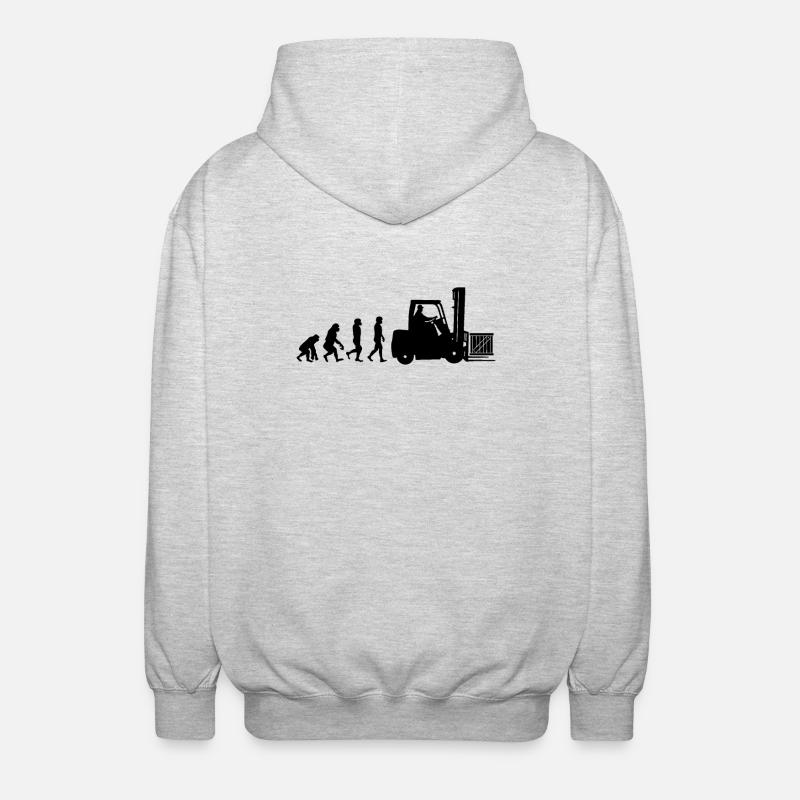 Evolution eines Staplerfahrer - Unisex Kapuzenjacke - Hellgrau meliert