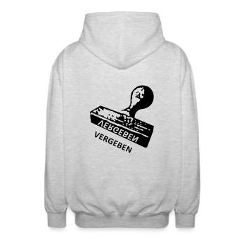 Vergeben - Stempel - Unisex Kapuzenjacke - Hellgrau meliert - Hinten - AI Model Male 185 light (185cm)