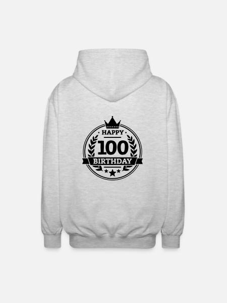 Happy 100. Birthday - Unisex Kapuzenjacke - Hellgrau meliert