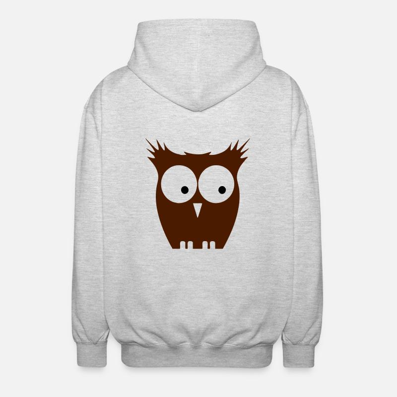 eule braun - Unisex Kapuzenjacke - Hellgrau meliert