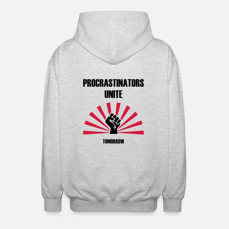 Procrastinators unite... tomorrow - Unisex Kapuzenjacke - Hellgrau meliert