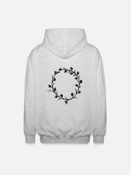 Blüten,blattkranz, - Unisex Kapuzenjacke - Hellgrau meliert
