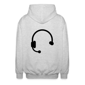 Headset Kopfhörer - Unisex Kapuzenjacke - Hellgrau meliert - Hinten - AI Model Male 185 light (185cm)