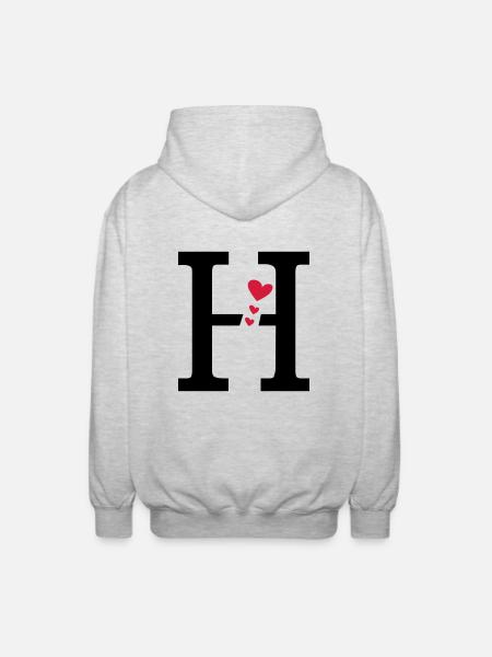 Capital letter H with hearts - Unisex Hooded Jacket - light heather grey