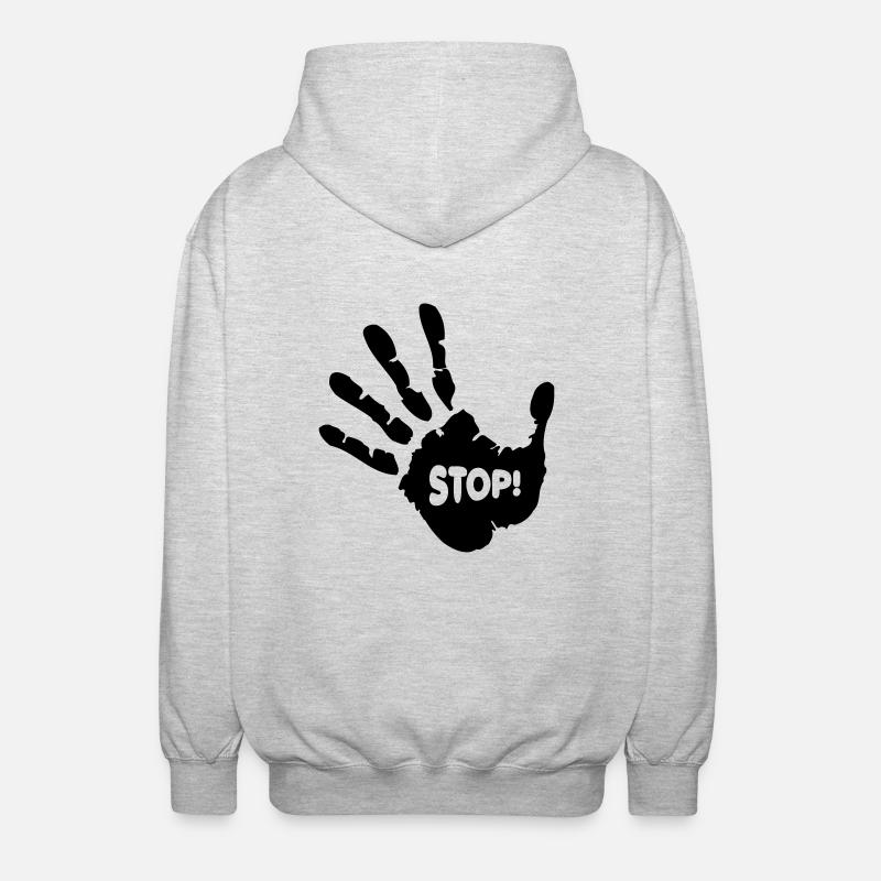 Stop Hand - Unisex Kapuzenjacke - Hellgrau meliert