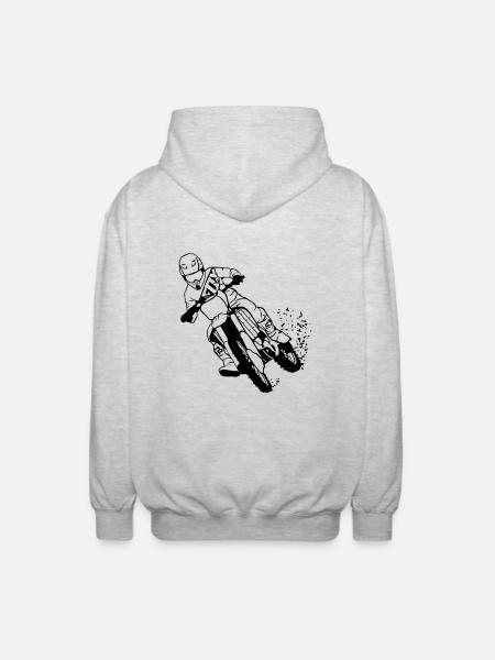 Moto Cross - Unisex Kapuzenjacke - Hellgrau meliert