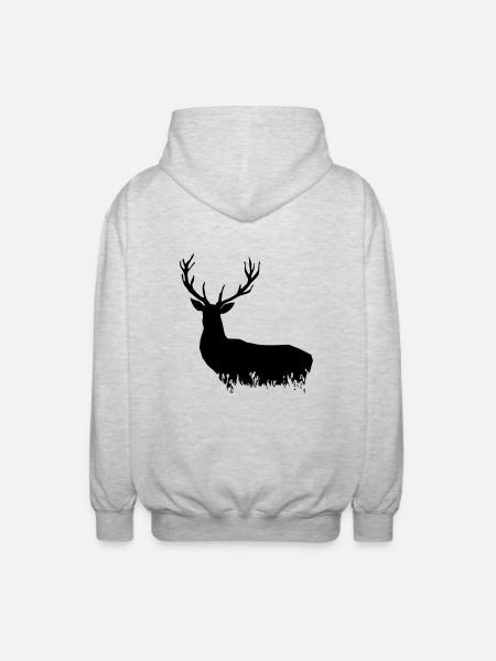 Deer - Hirsch - Unisex Kapuzenjacke - Hellgrau meliert