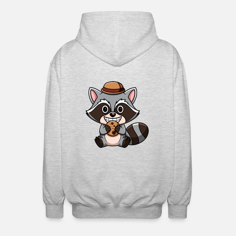 Chibi Kawaii Raton laveur - Veste à capuche unisexe - gris clair chiné