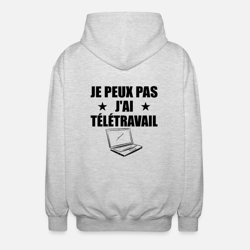I can't I telework! - Unisex Hooded Jacket - light heather grey