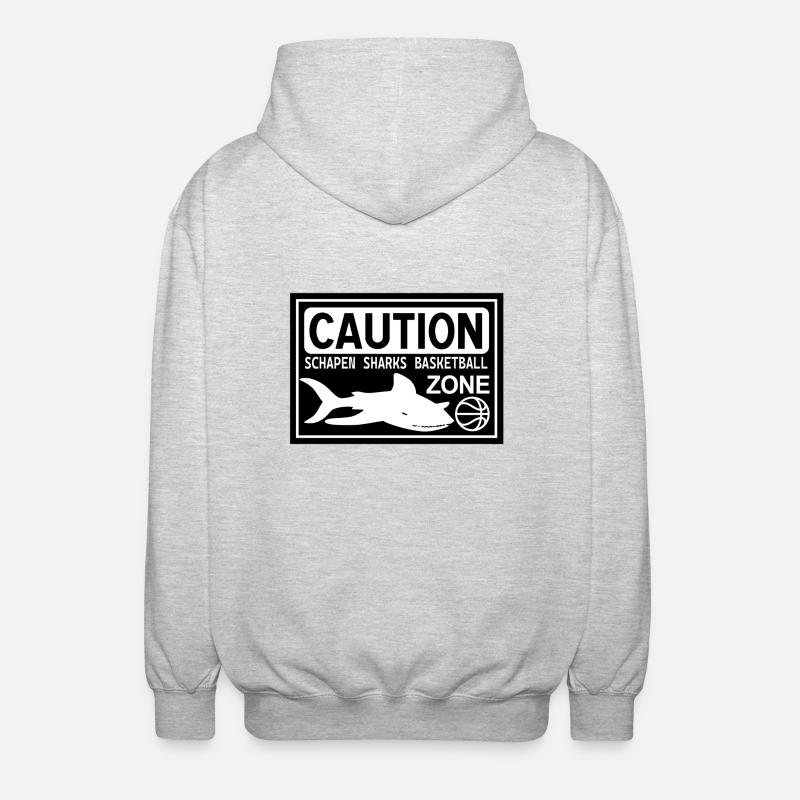 CAUTION SHARKS black - Unisex Kapuzenjacke - Hellgrau meliert