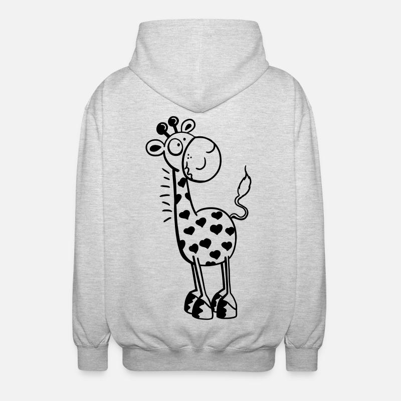 Herzliche Giraffe - Giraffen - Tiere - Comic - Unisex Kapuzenjacke - Hellgrau meliert