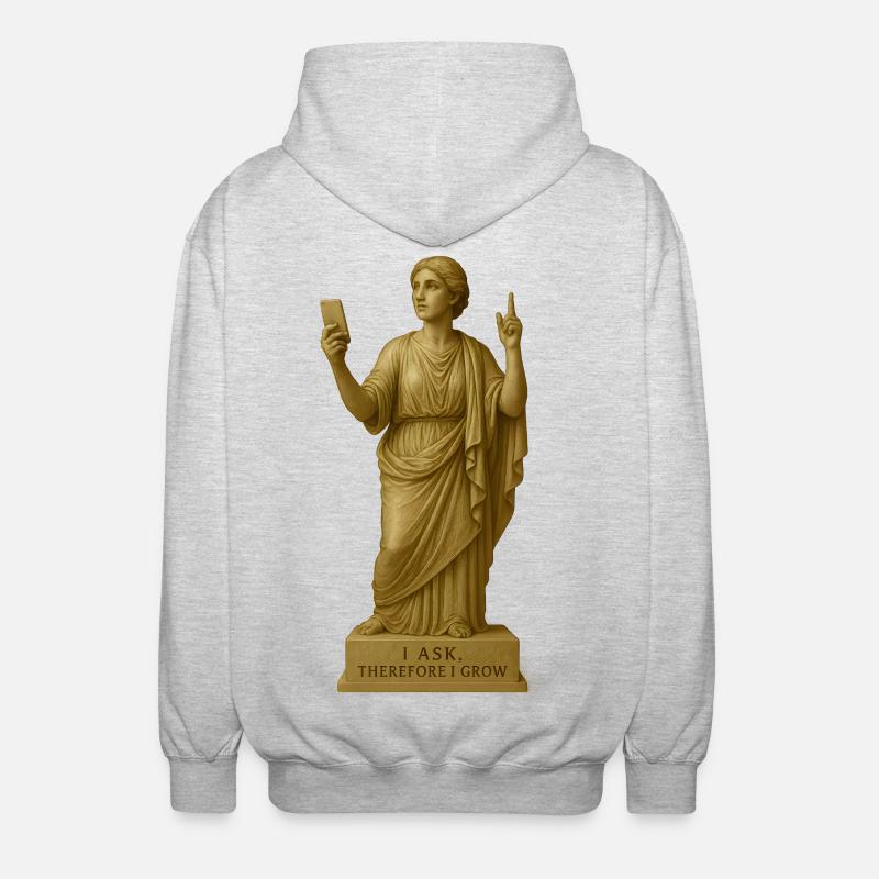 Statue de philosophe antique avec message - Veste à capuche unisexe - gris clair chiné