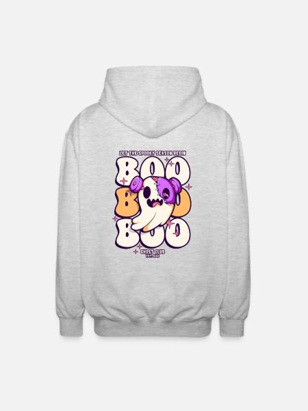 Boo Boo Boo Halloween Ghost - Unisex Hooded Jacket - light heather grey
