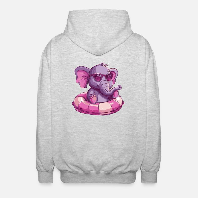 Elefant Comic Cool - Unisex Kapuzenjacke - Hellgrau meliert