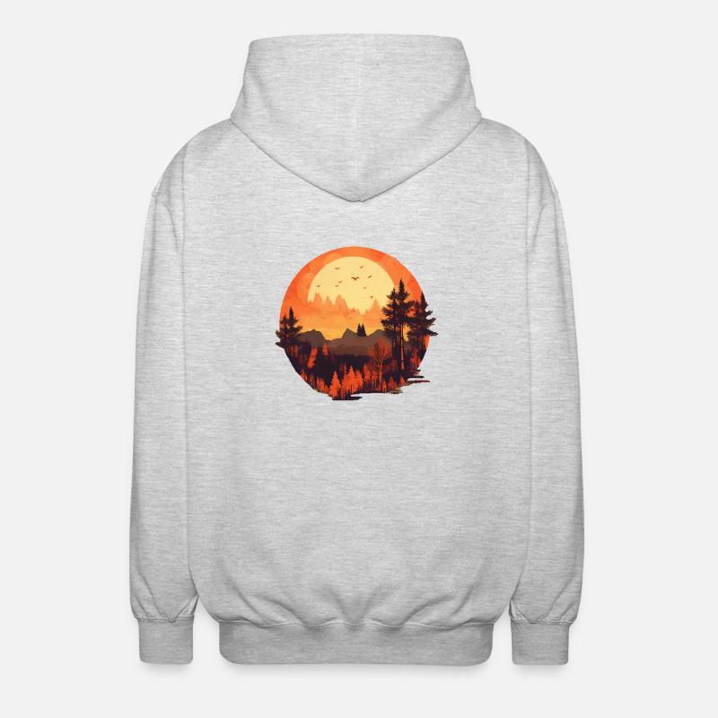 Herbstliche Landschaft - Unisex Kapuzenjacke - Hellgrau meliert