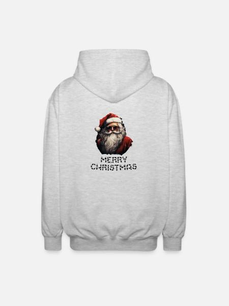 Weihnachtsmann - Marry Christmas - Unisex Kapuzenjacke - Hellgrau meliert