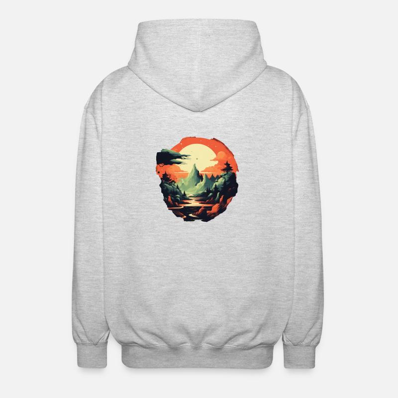 Landschaft - Unisex Kapuzenjacke - Hellgrau meliert