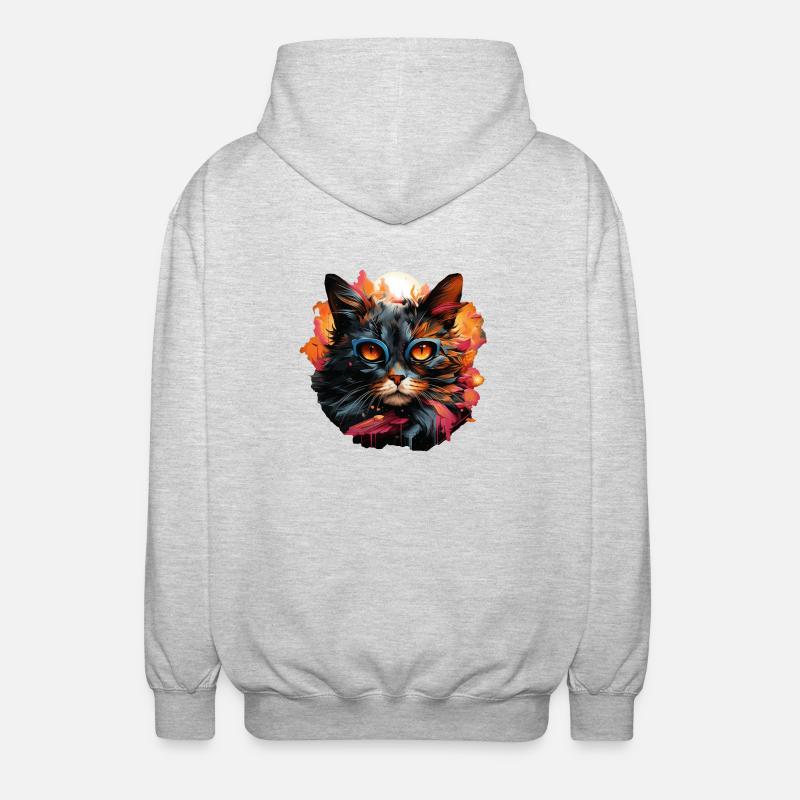 Chat - Veste à capuche unisexe - gris clair chiné