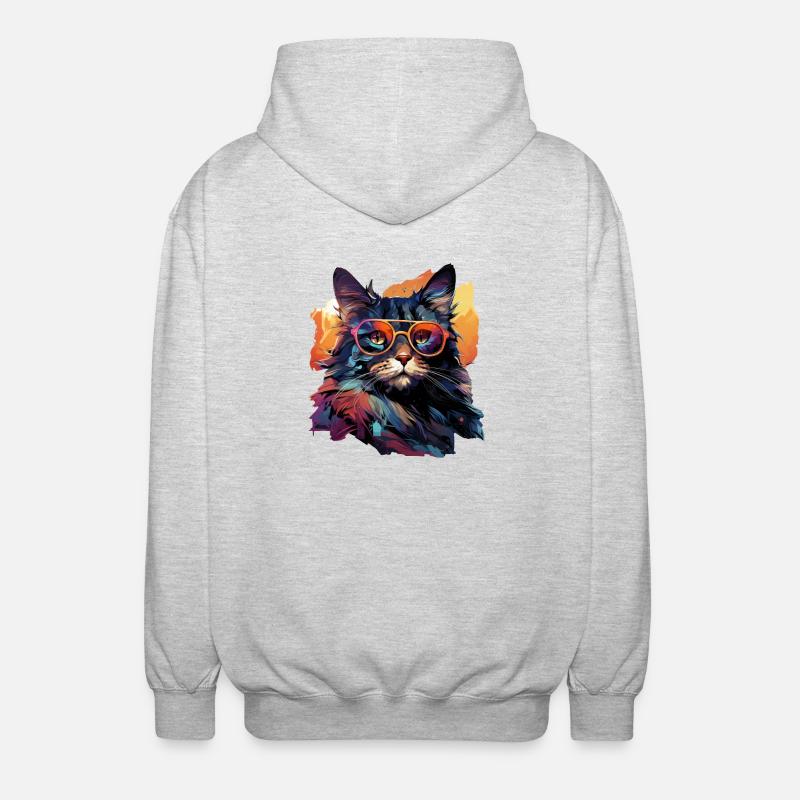 Chat - Veste à capuche unisexe - gris clair chiné