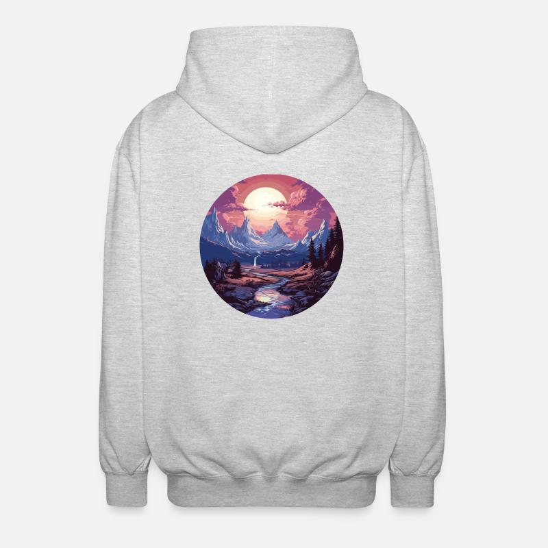 Paysage - Illustration - Veste à capuche unisexe - gris clair chiné