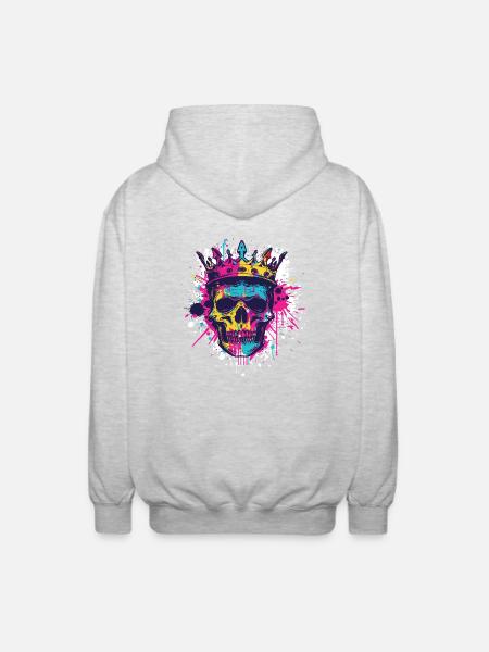 Couronne de crâne de roi - Veste à capuche unisexe - gris clair chiné