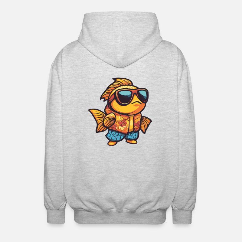 Goldfish Comic Funny Summer - Unisex Hooded Jacket - light heather grey