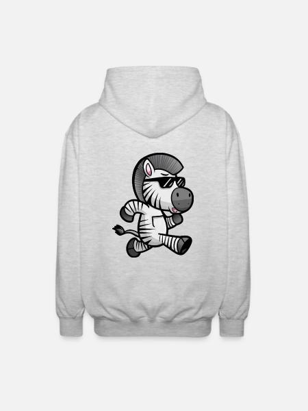 Zebra Marathon Runner Athlete Running - Unisex Hooded Jacket - light heather grey